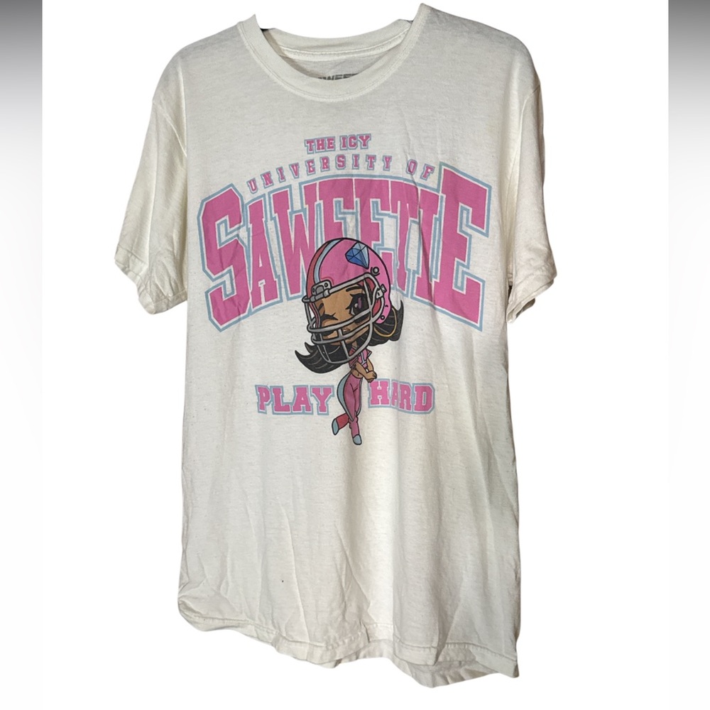 The University of Saweetie T-Shirt White Pink - Size M